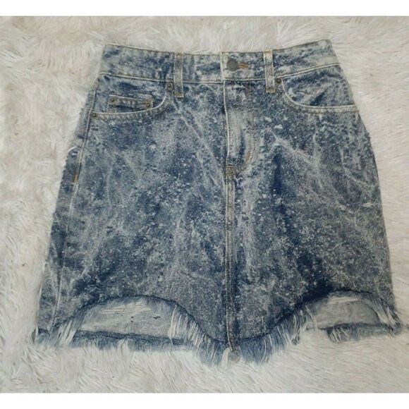 Carmar Skirt Distressed Medium Wash Denim Jean Distressed Festival Size 25‎ - Picture 5 of 8